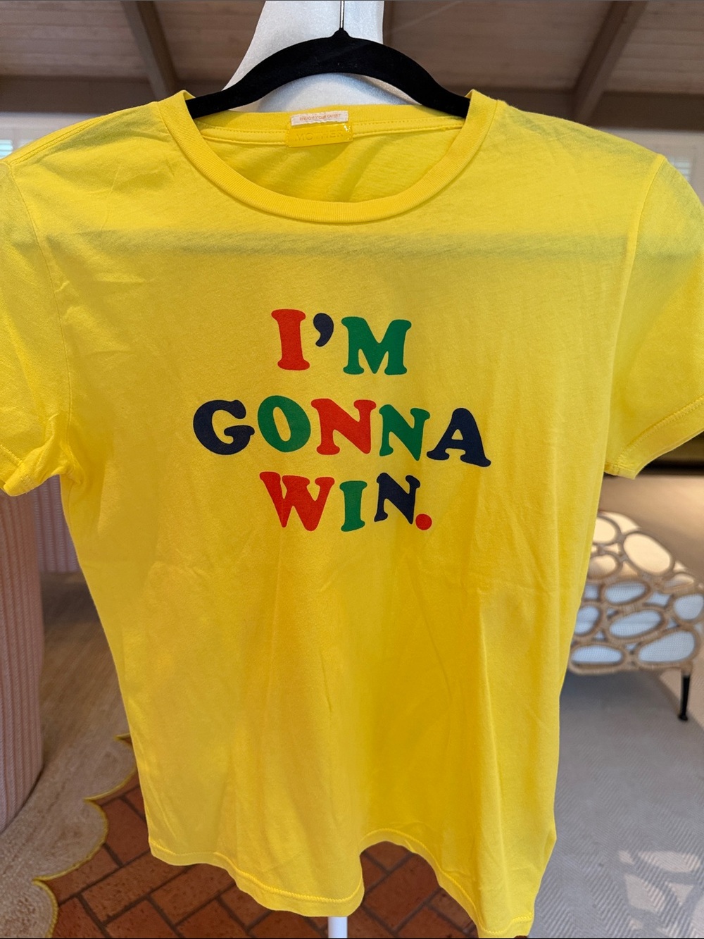 NWOT - MOTHER - Women’s Yellow "I'm Gonna Win" Crewneck Tee - Size: XS